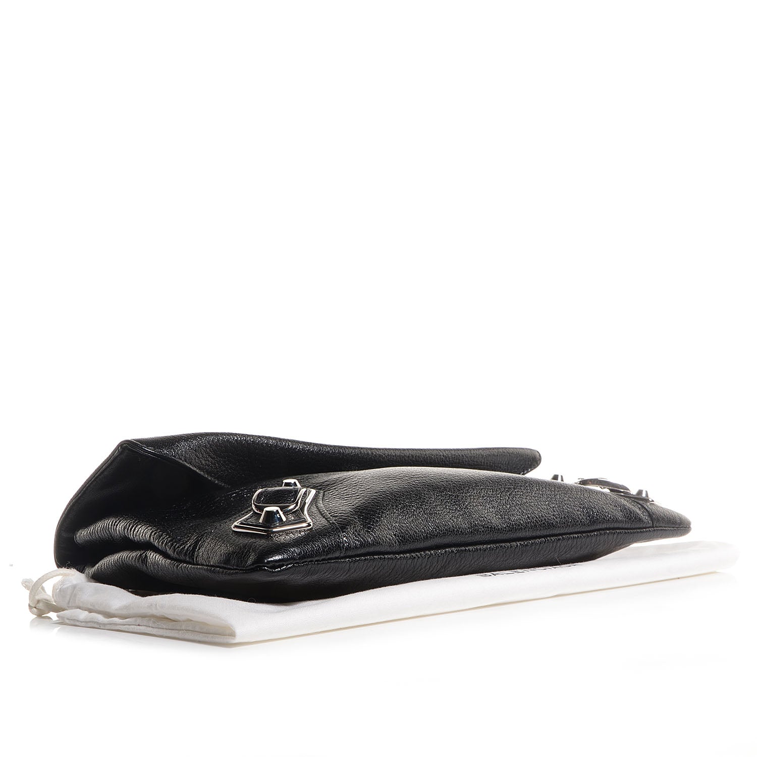 Balenciaga Chevre Metallic Edge Classic Silver Hardware Envelope Clutch Black 4 of 9