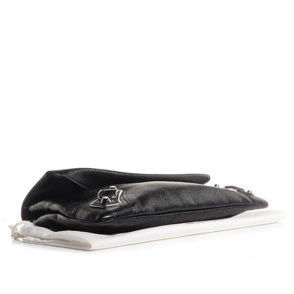 Balenciaga Chevre Metallic Edge Classic Silver Hardware Envelope Clutch Black 4 of 9