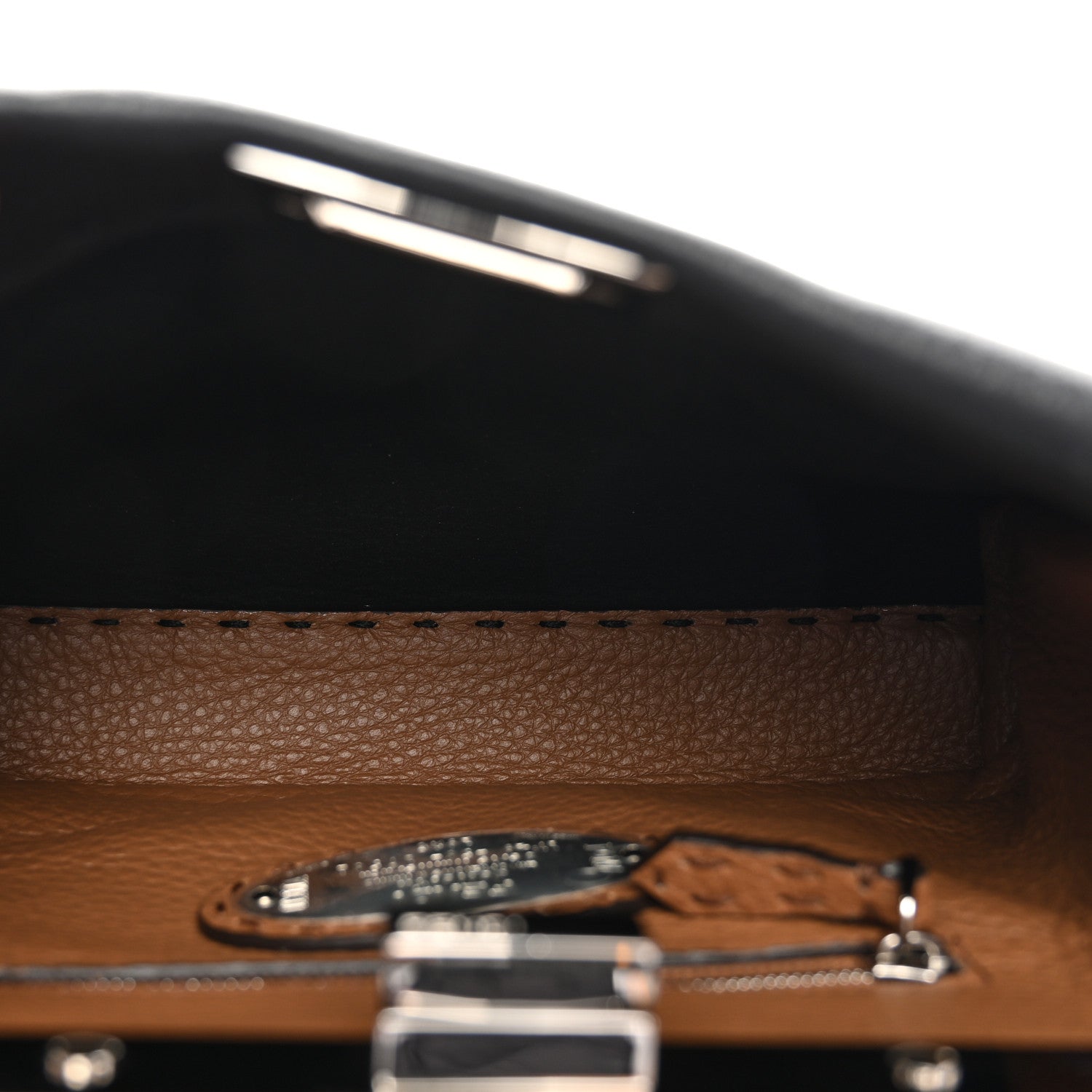 Fendi Cuoio Romano Selleria Bi-Color Mini Peekaboo Iconic Satchel Black Mou 5 of 10