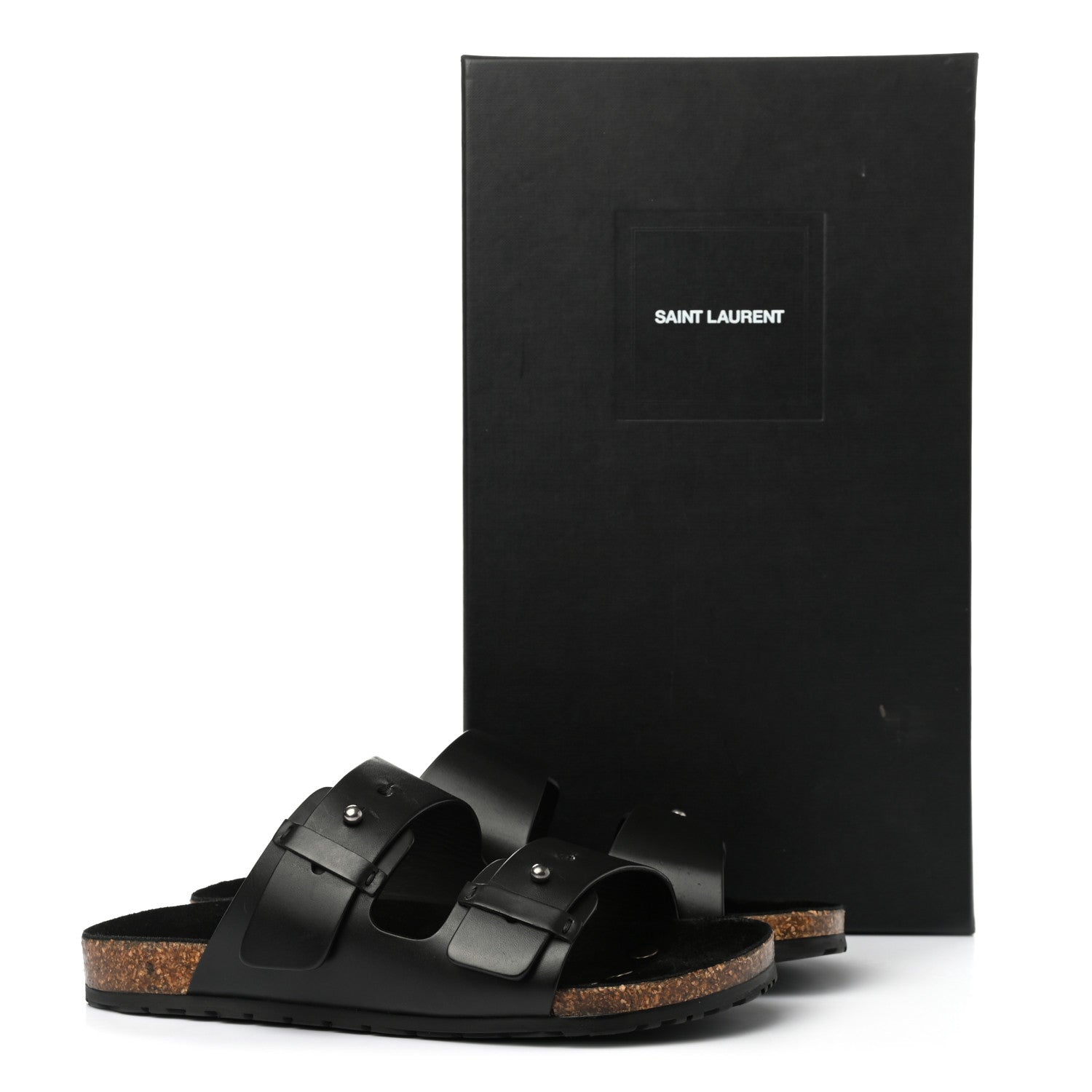 Saint Laurent Calfskin Jimmy Cross Slides 40 Black 10 of 10