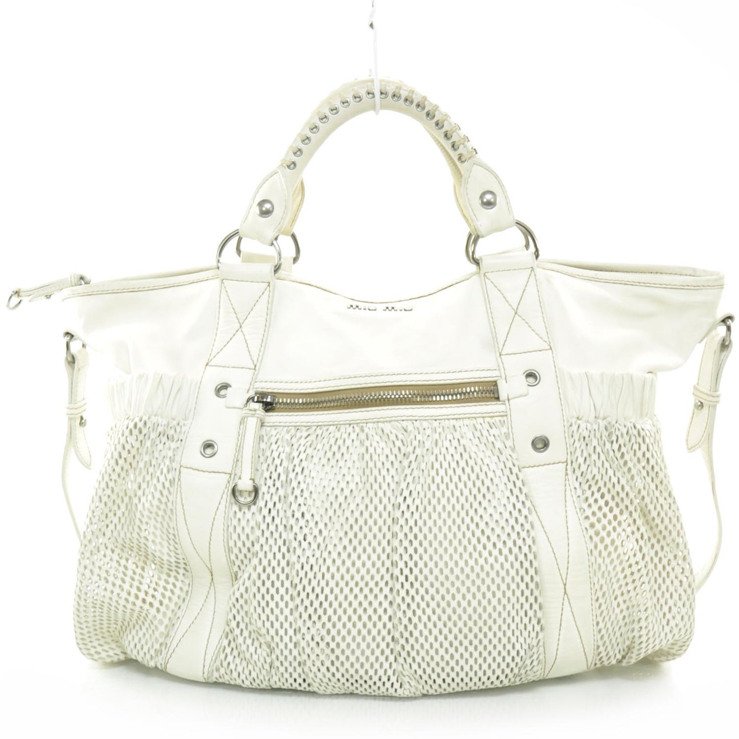 Lambskin Mesh Shoulder Bag White