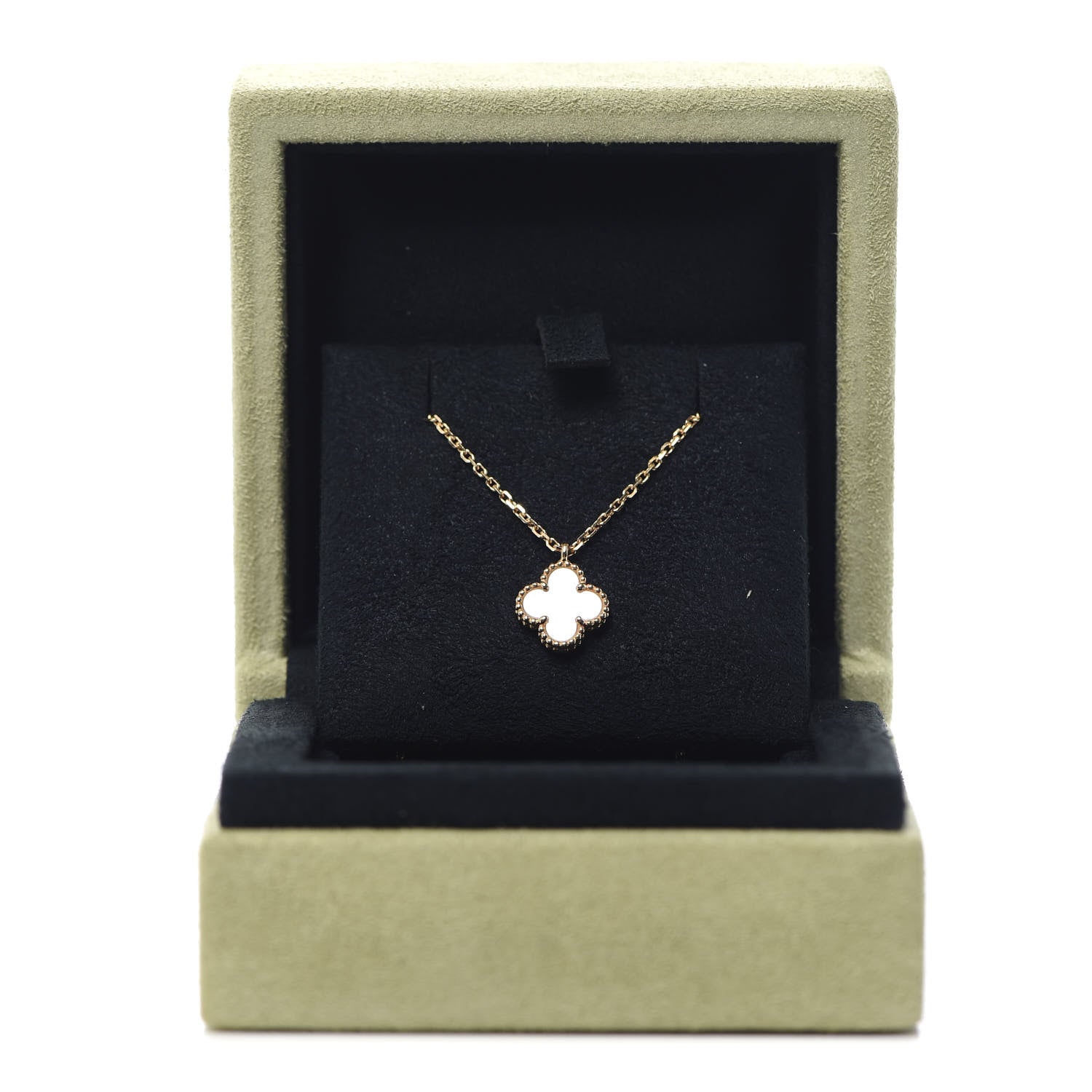 Van Cleef & Arpels 18K Yellow Gold Mother of Pearl Sweet Alhambra Pendant Necklace 8 of 8