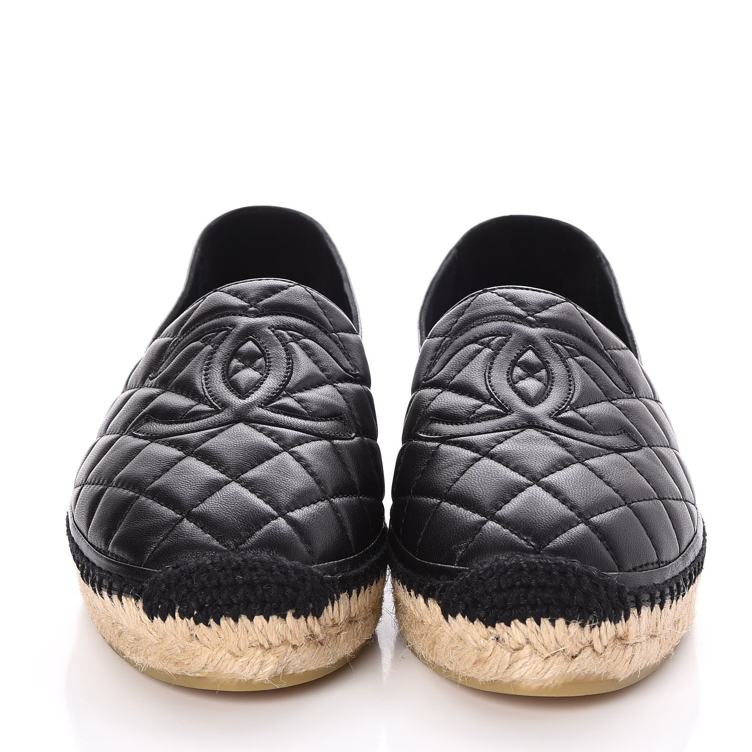 Chanel Lambskin Quilted CC Espadrilles 38 Black 2 of 10