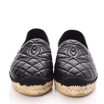 Chanel Lambskin Quilted CC Espadrilles 38 Black 2 of 10