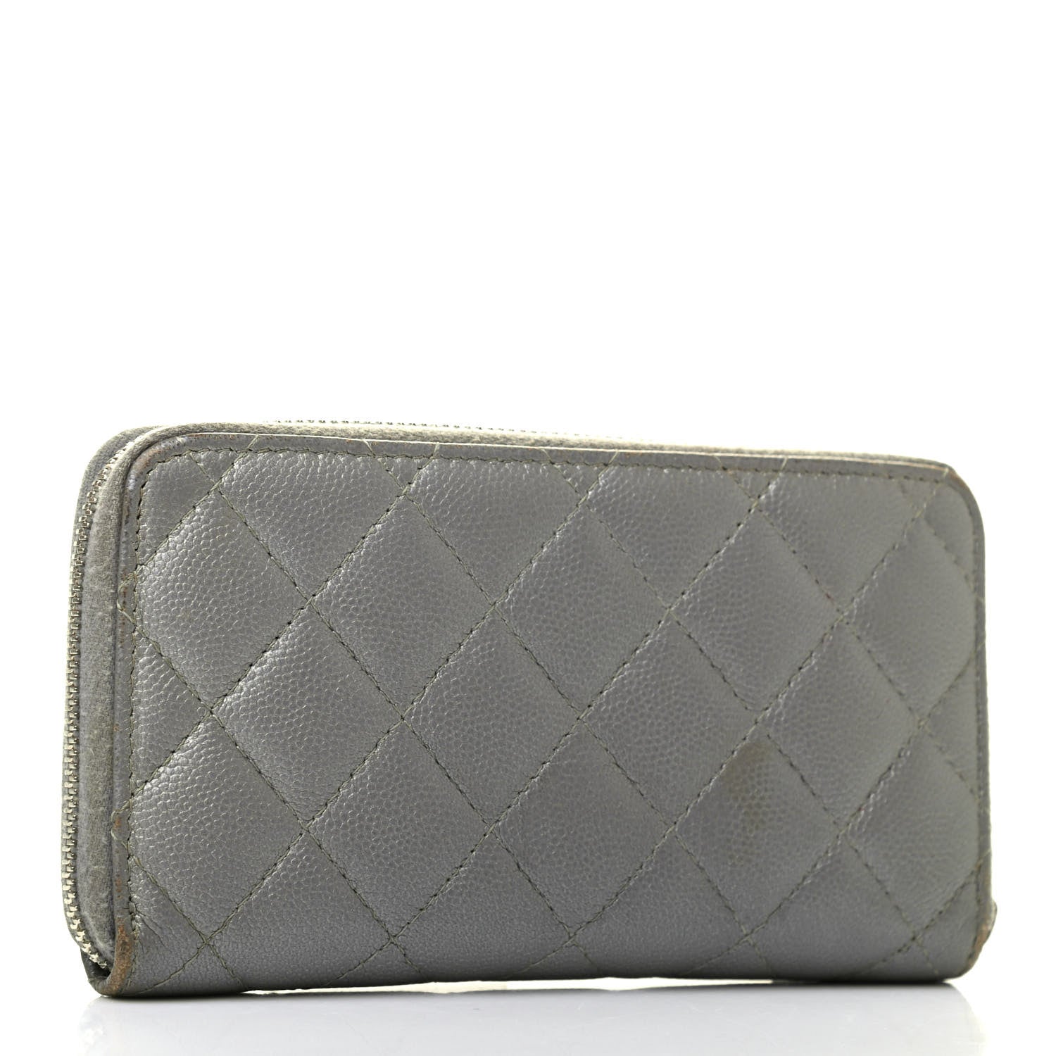 Chanel Metallic Caviar Quilted Medium Maxi CC Zip Around Wallet Grey 2 of 4
