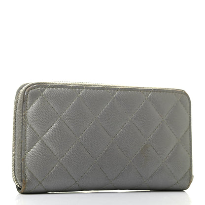 Chanel Metallic Caviar Quilted Medium Maxi CC Zip Around Wallet Grey 2 of 4