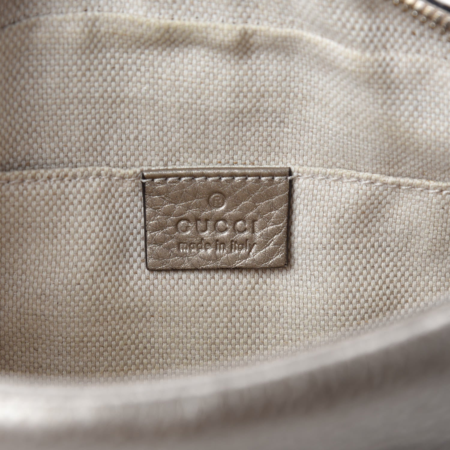 Gucci Metallic Pebbled Calfskin Small Soho Disco Bag Golden Beige 12 of 14