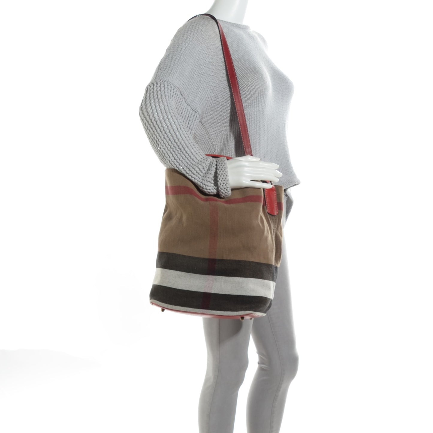 Canvas Mega Check Medium Ashby Hobo Cadmium Red