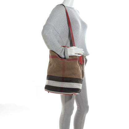 Burberry Canvas Mega Check Medium Ashby Hobo Cadmium Red 3 of 10