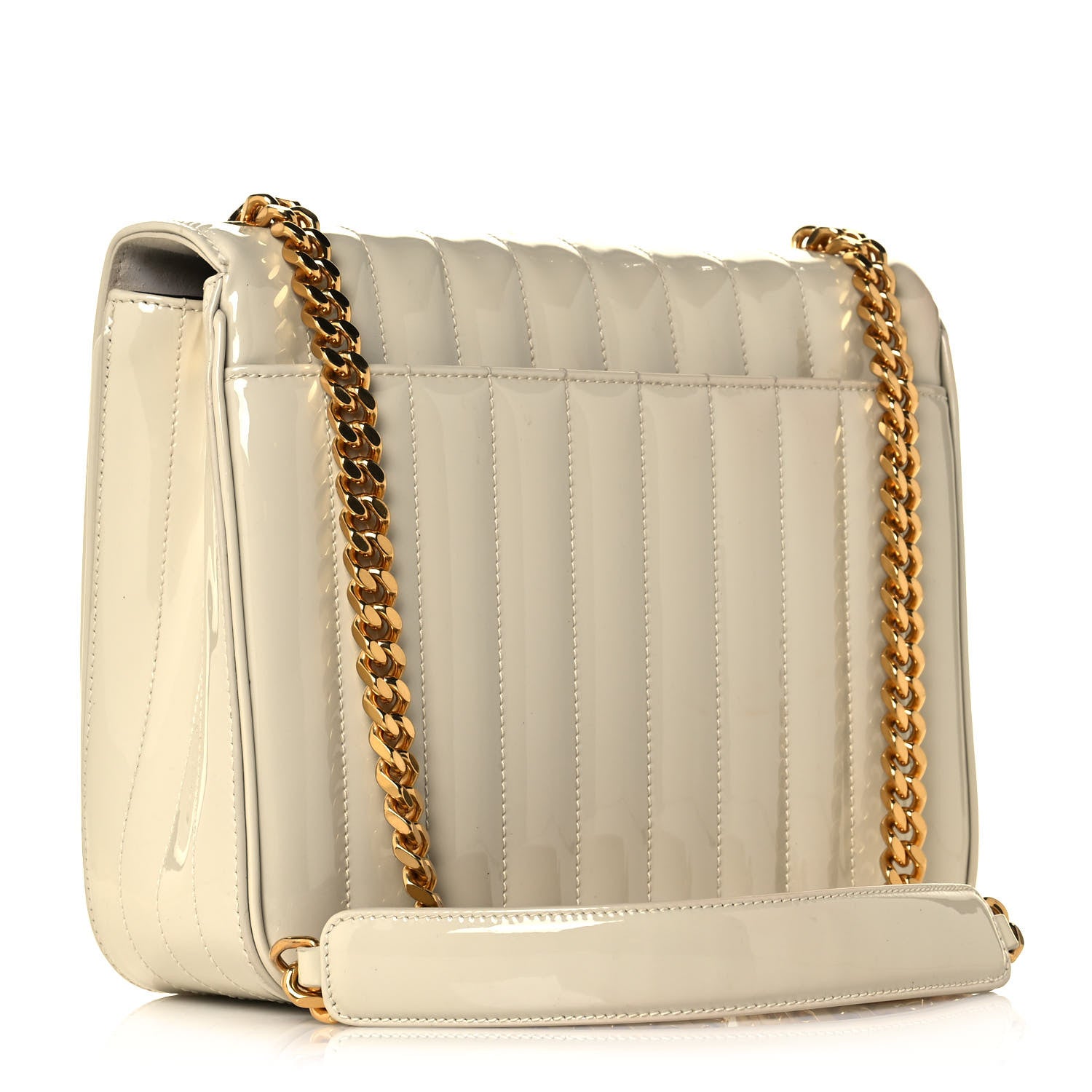 Saint Laurent Patent Matelasse Monogram Large Vicky Chain Bag White 3 of 19