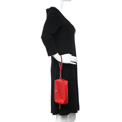 Prada Tessuto Nylon Vela Saffiano Necessaire Wristlet Pouch Rosso 2 of 10