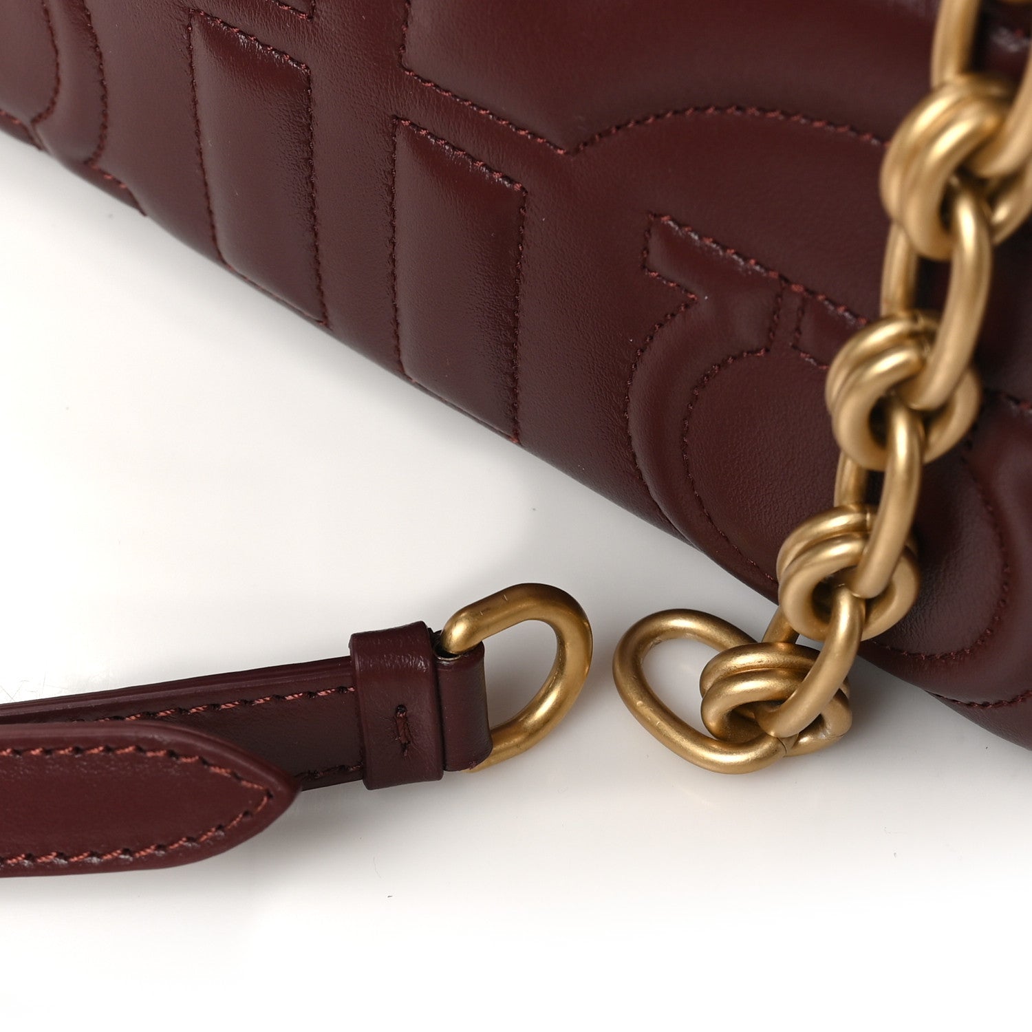 Salvatore Ferragamo Calfskin Quilted Gancini Small Top Handle Flap Bag Burgundy 11 of 11