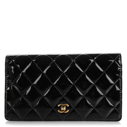 Chanel Patent Calfskin Quilted Yen Wallet Black 1 of 8