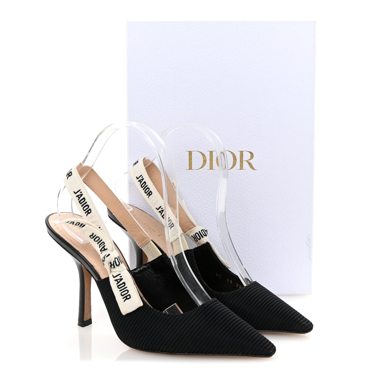 Christian Dior Technical Canvas Ribbon J Adior Slingback 100mm Pumps 38 Black 9 of 9
