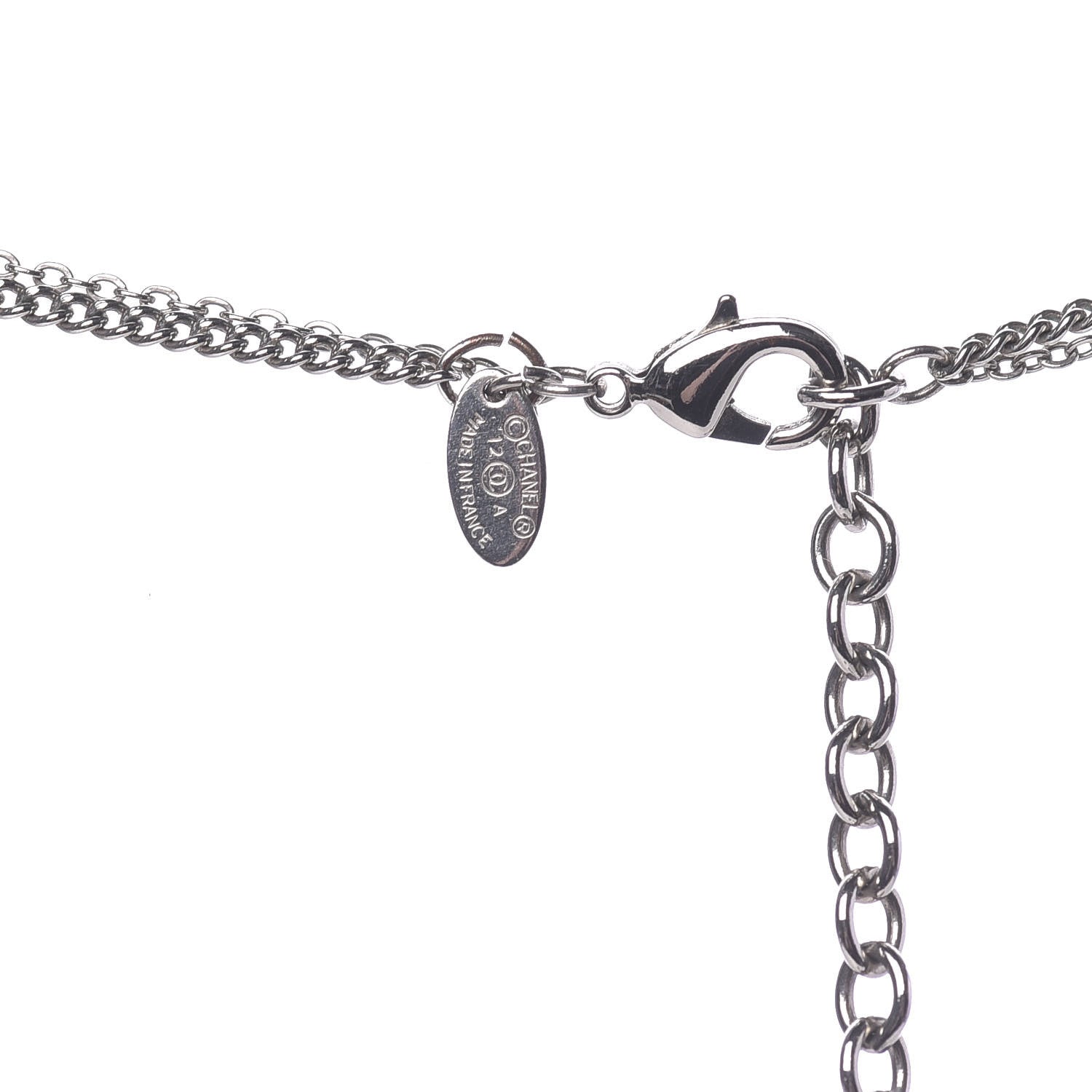 Chanel Resin CC Necklace Black Silver 5 of 6