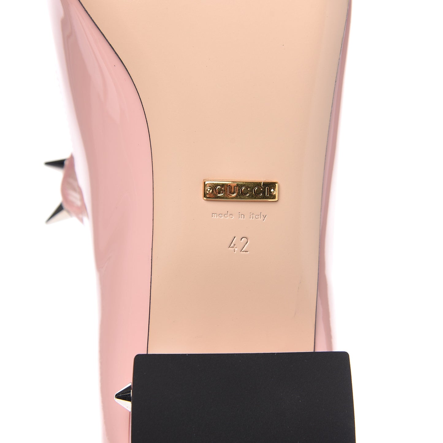 Patent Crystal GG Bow Sadie Spike Low Heel Ballerina Loafers 42 Perfect Pink