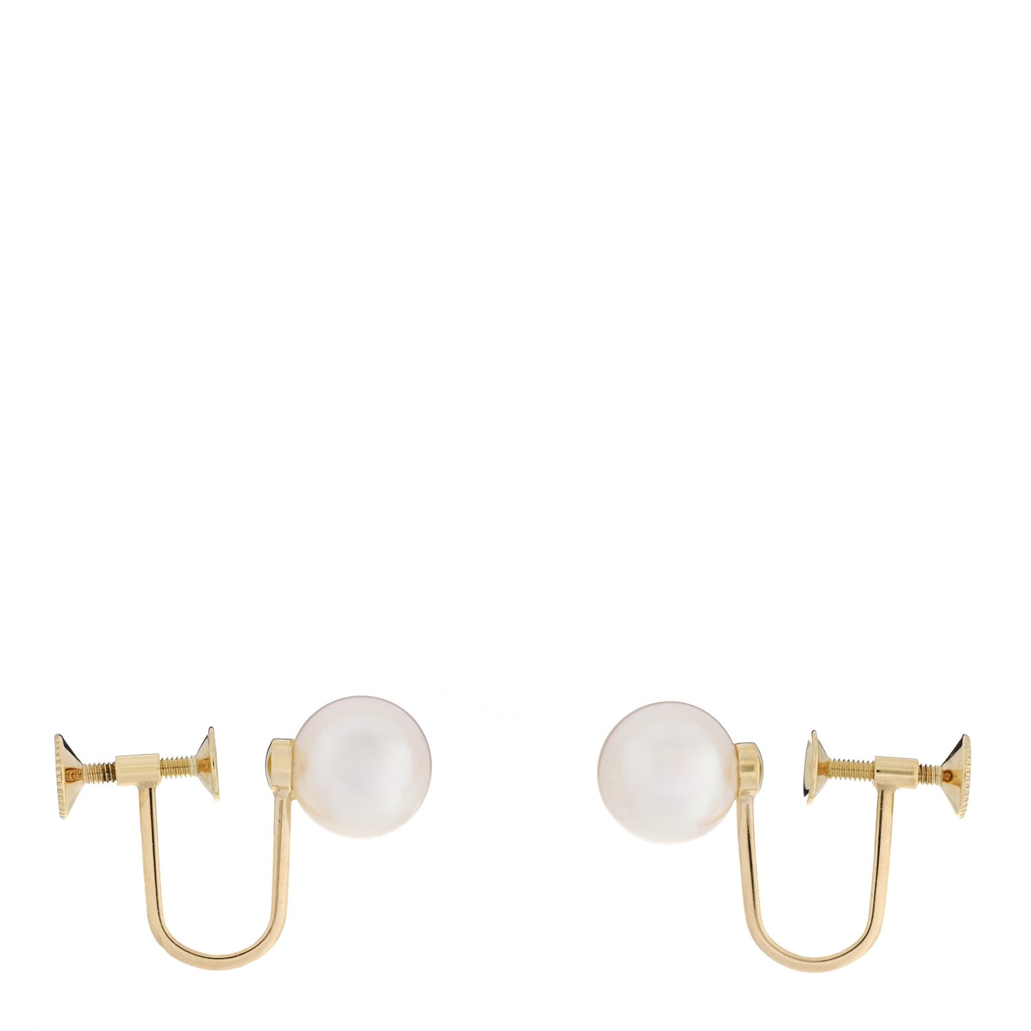18K Yellow Gold Akoya Cultured Pearl 7-7.5mm Screw Back Earrings