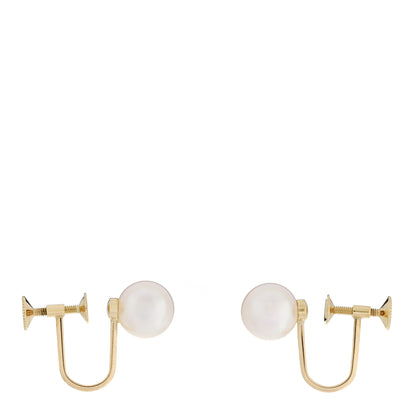 Mikimoto 18K Yellow Gold Akoya Cultured Pearl 7-7.5mm Screw Back Earrings 3 of 4