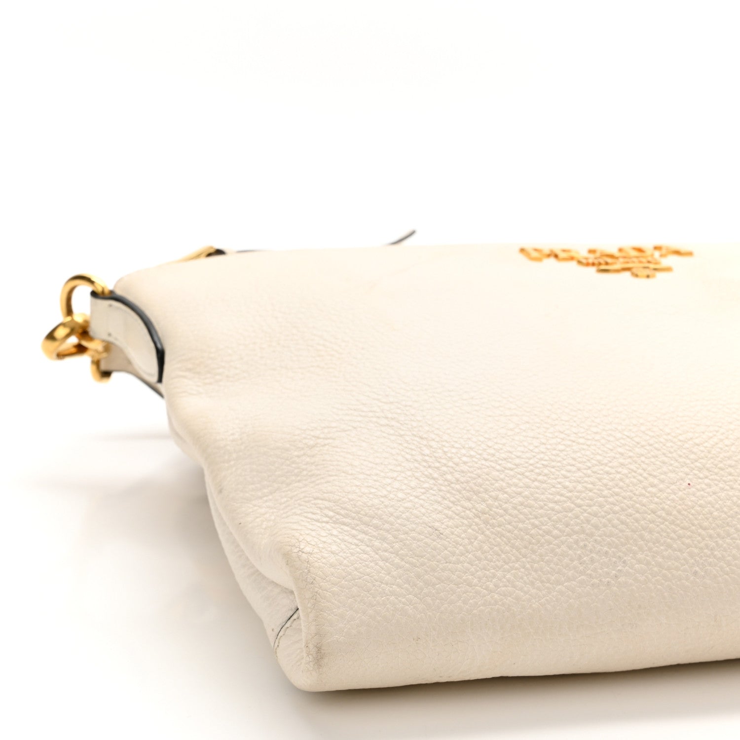 Prada Vitello Daino Zippered Shoulder Bag White 9 of 12