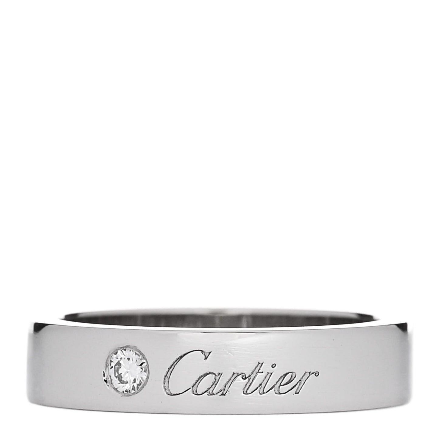 Platinum Diamond 4mm C De Cartier Wedding Band Ring 48 4.5