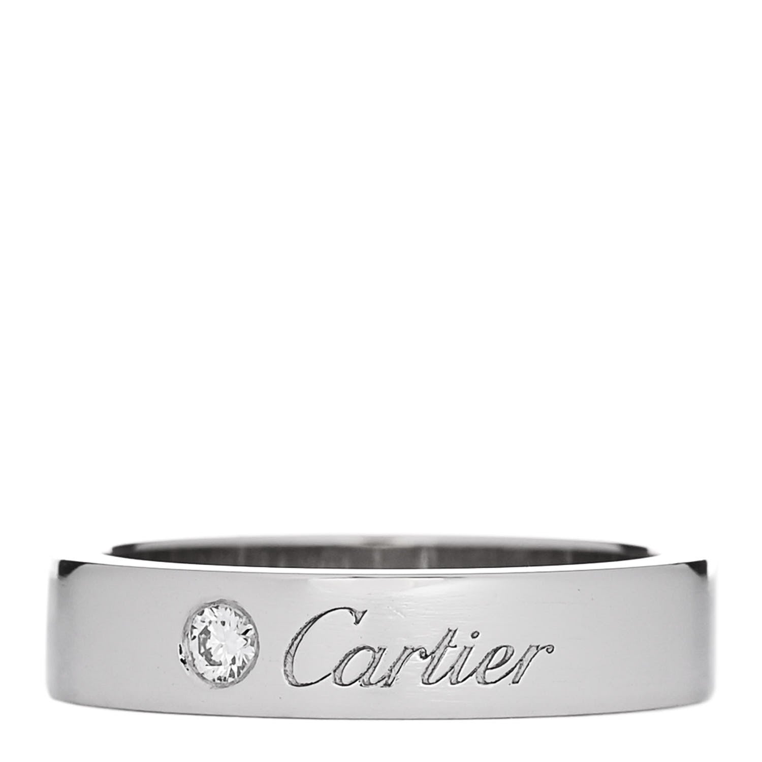 Cartier Platinum Diamond 4mm C De Cartier Wedding Band Ring 48 4.5 1 of 4