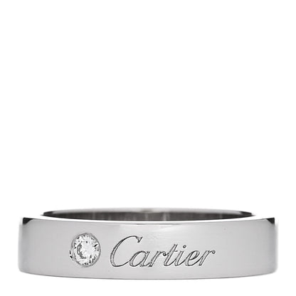 Cartier Platinum Diamond 4mm C De Cartier Wedding Band Ring 48 4.5 1 of 4