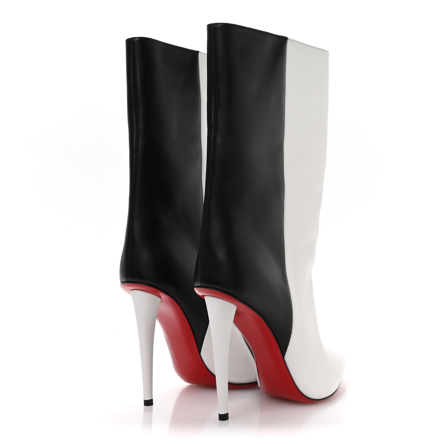 Christian Louboutin Calfskin Astrilarge 100 Booties 38.5 White Black 5 of 7