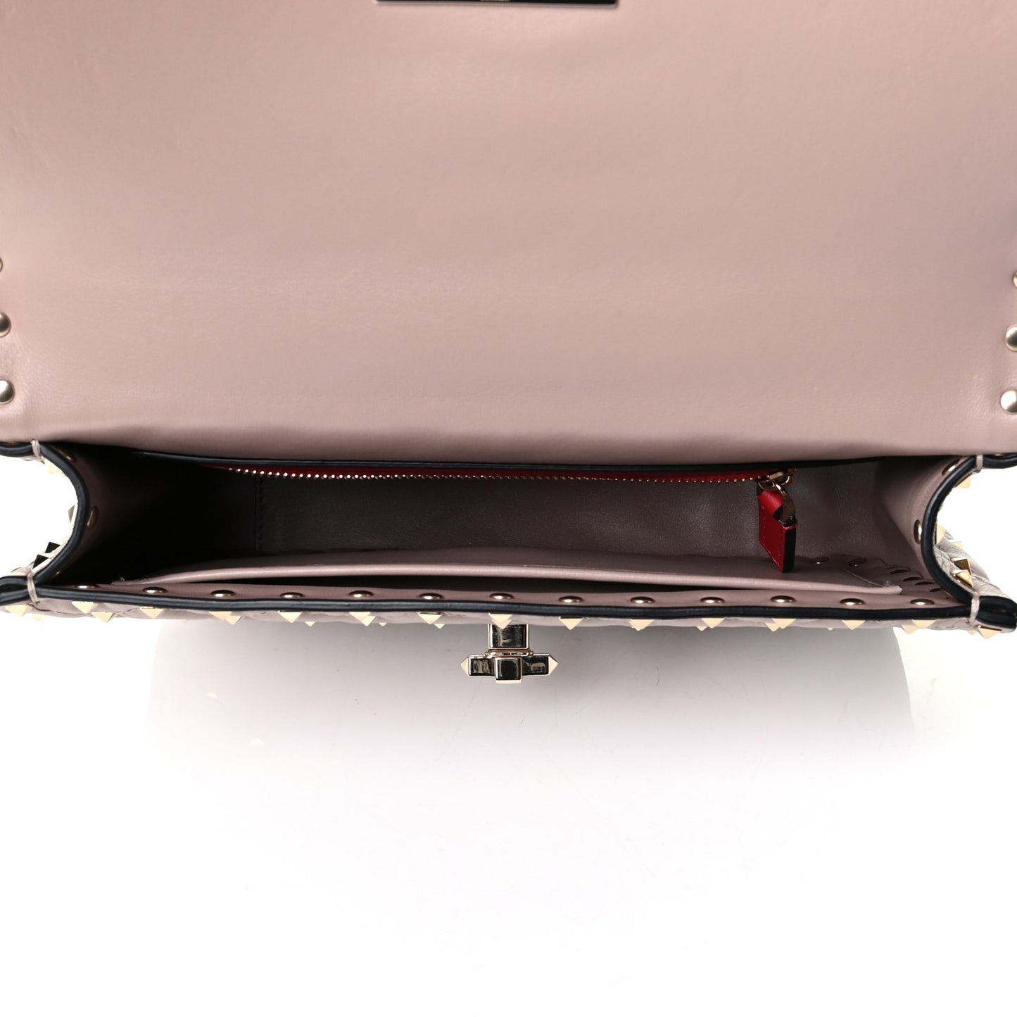 Lambskin Medium Rockstud Spike Shoulder Bag Poudre