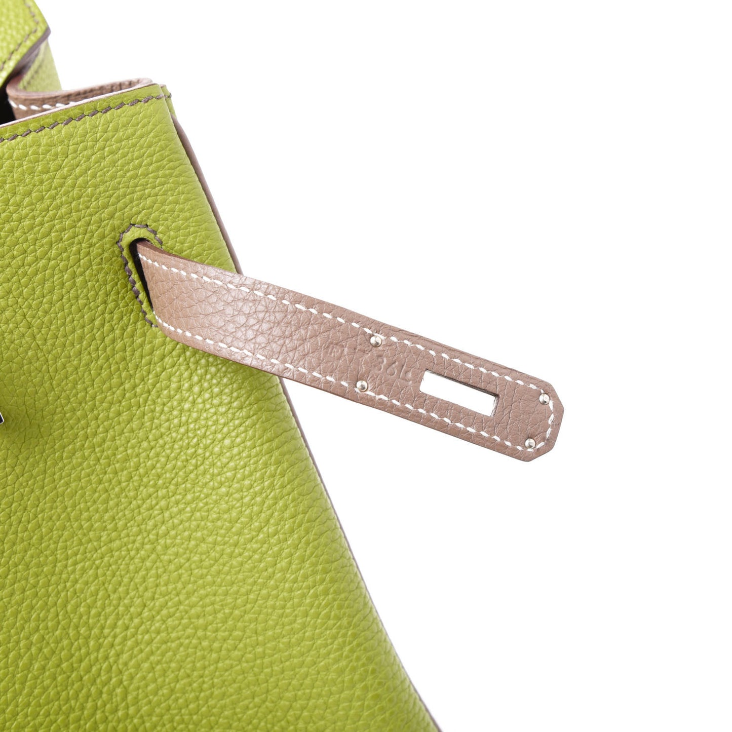 Togo Bi Color Horseshoe Birkin 35 Vert Anis Etoupe