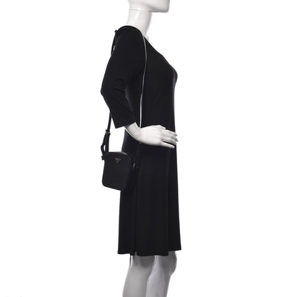 Prada Tessuto Nylon Glace Calfskin Crossbody Bag Black 2 of 11