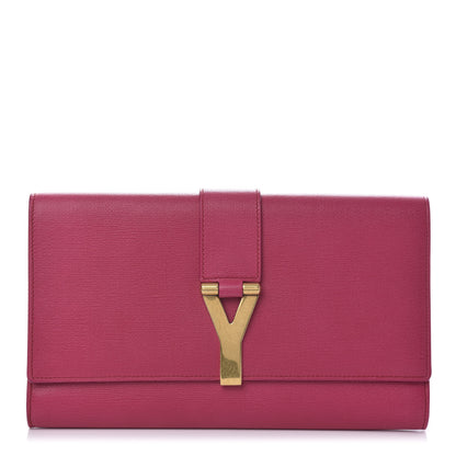 Saint Laurent Textured Calfskin Y Ligne Clutch Fuchsia 1 of 9