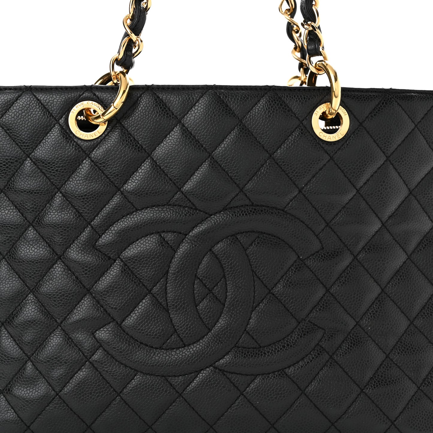 Caviar Quilted Grand Shopping Tote GST Black