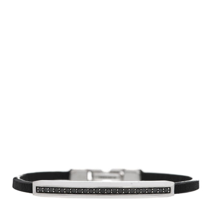 David Yurman Sterling Silver Black Diamond Leather Mens Streamline ID Bracelet 1 of 4