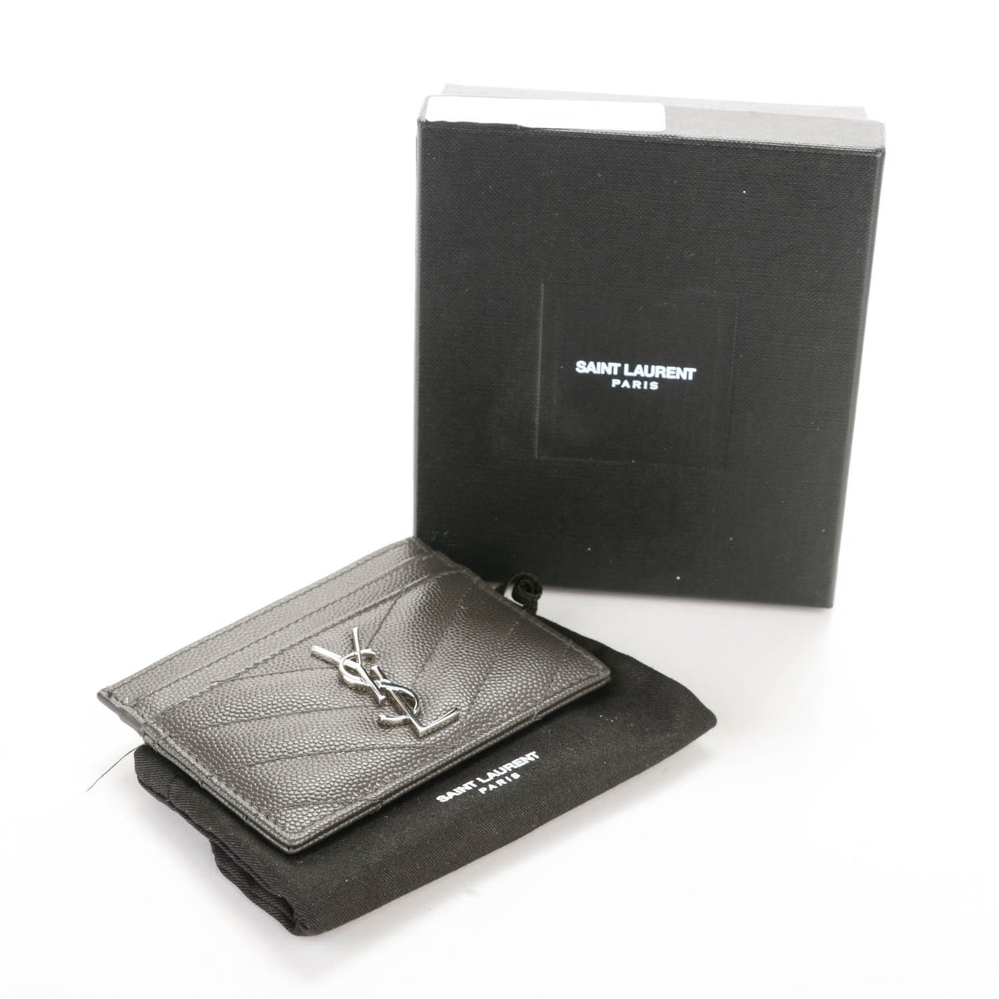 Grain De Poudre Matelasse Chevron Monogram Card Case Coal