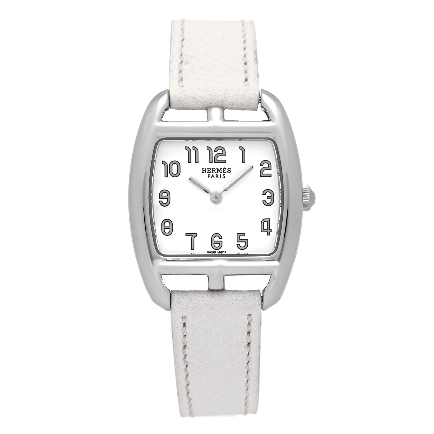 Hermes Stainless Steel Epsom 26mm Cape Cod Tonneau Quartz Watch Blanc 1 of 5
