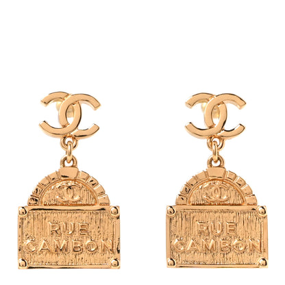 Chanel Metal CC Rue Cambon Drop Earrings Gold 1 of 5