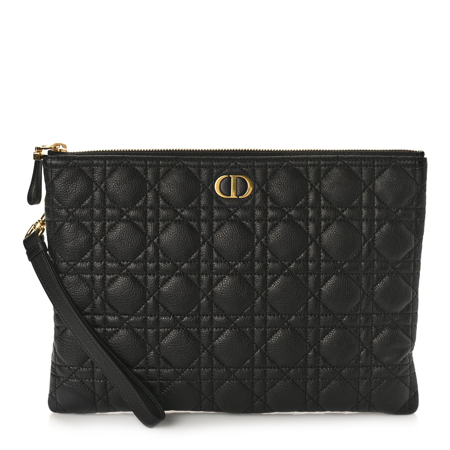 Christian Dior Supple Calfskin Cannage Large Caro Daily Pouch Black 1 of 8