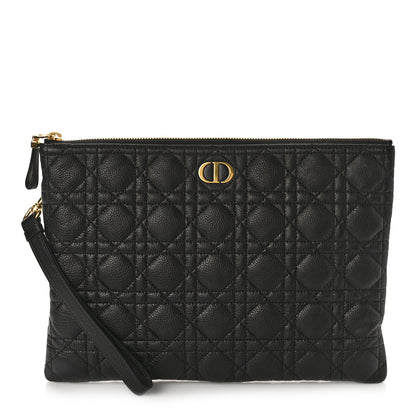 Christian Dior Supple Calfskin Cannage Large Caro Daily Pouch Black 1 of 8