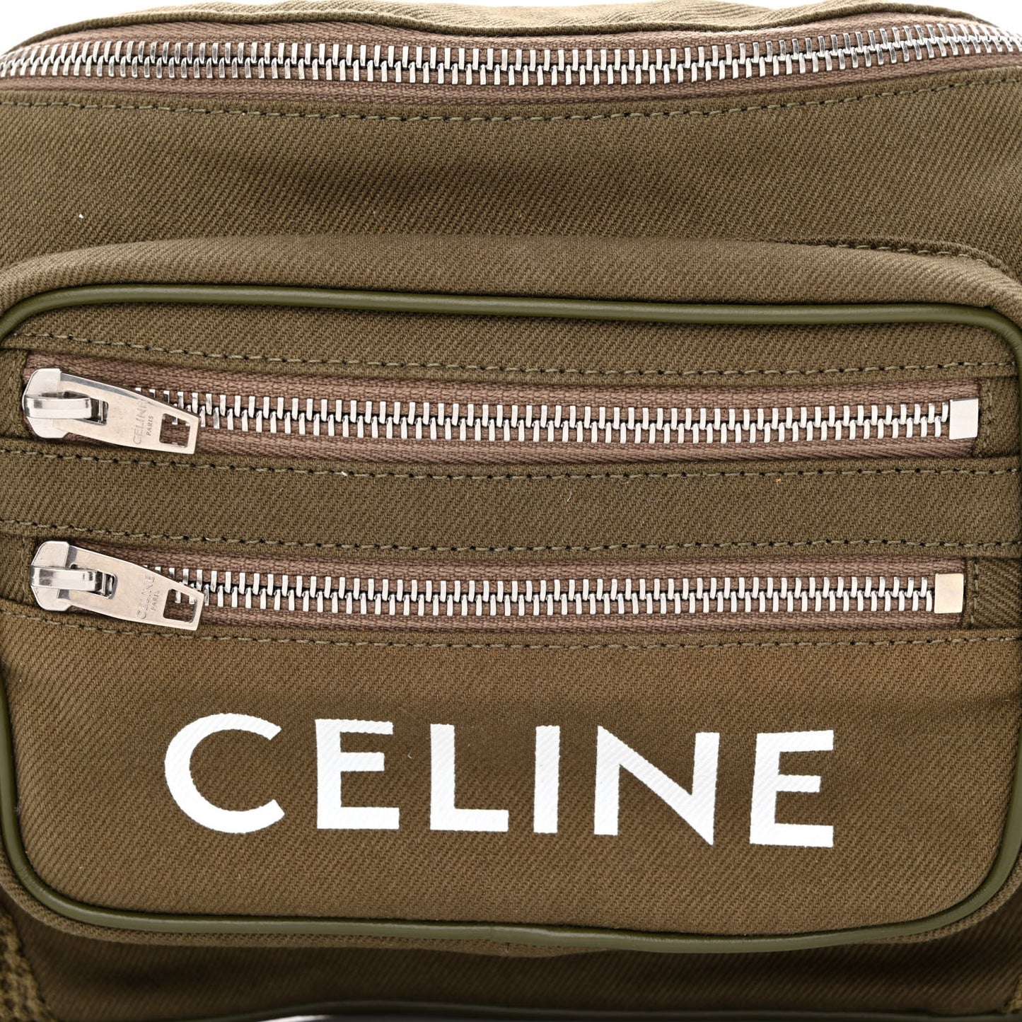 Cotton Gabardine Logo Print Trekking Belt Bag Khaki
