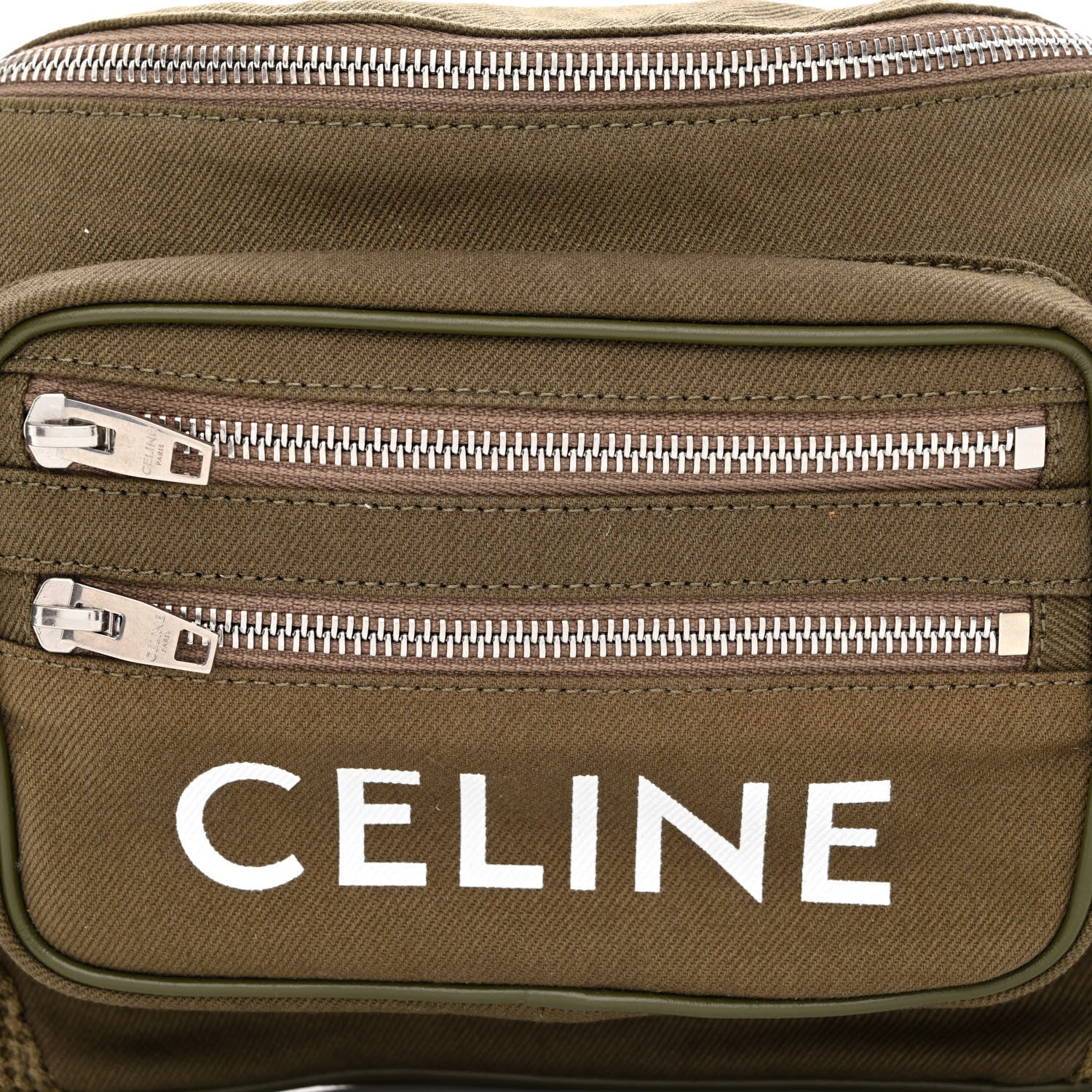 Celine Cotton Gabardine Logo Print Trekking Belt Bag Khaki 8 of 10