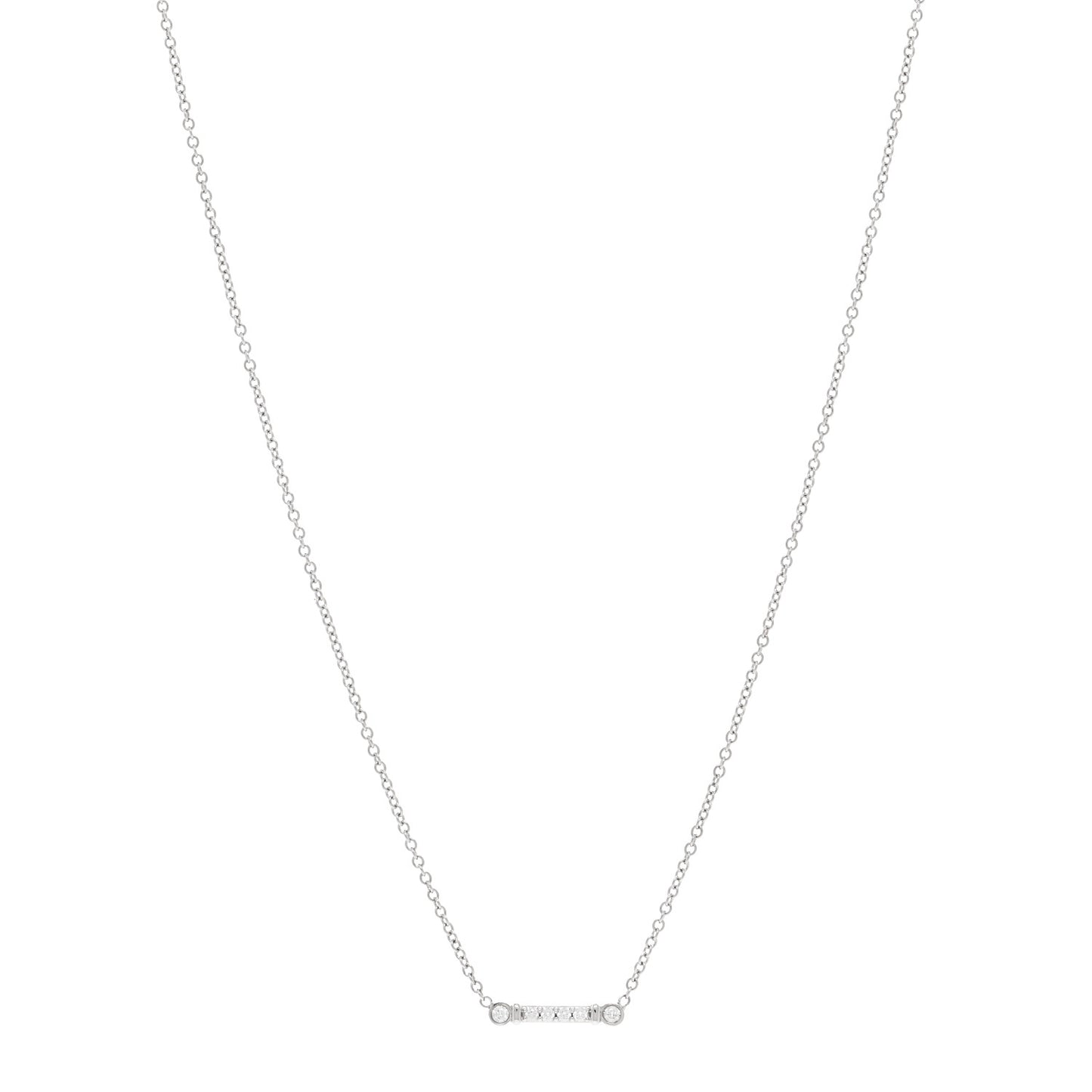 Platinum Diamond Fleur de Lis Key Bar Pendant Necklace