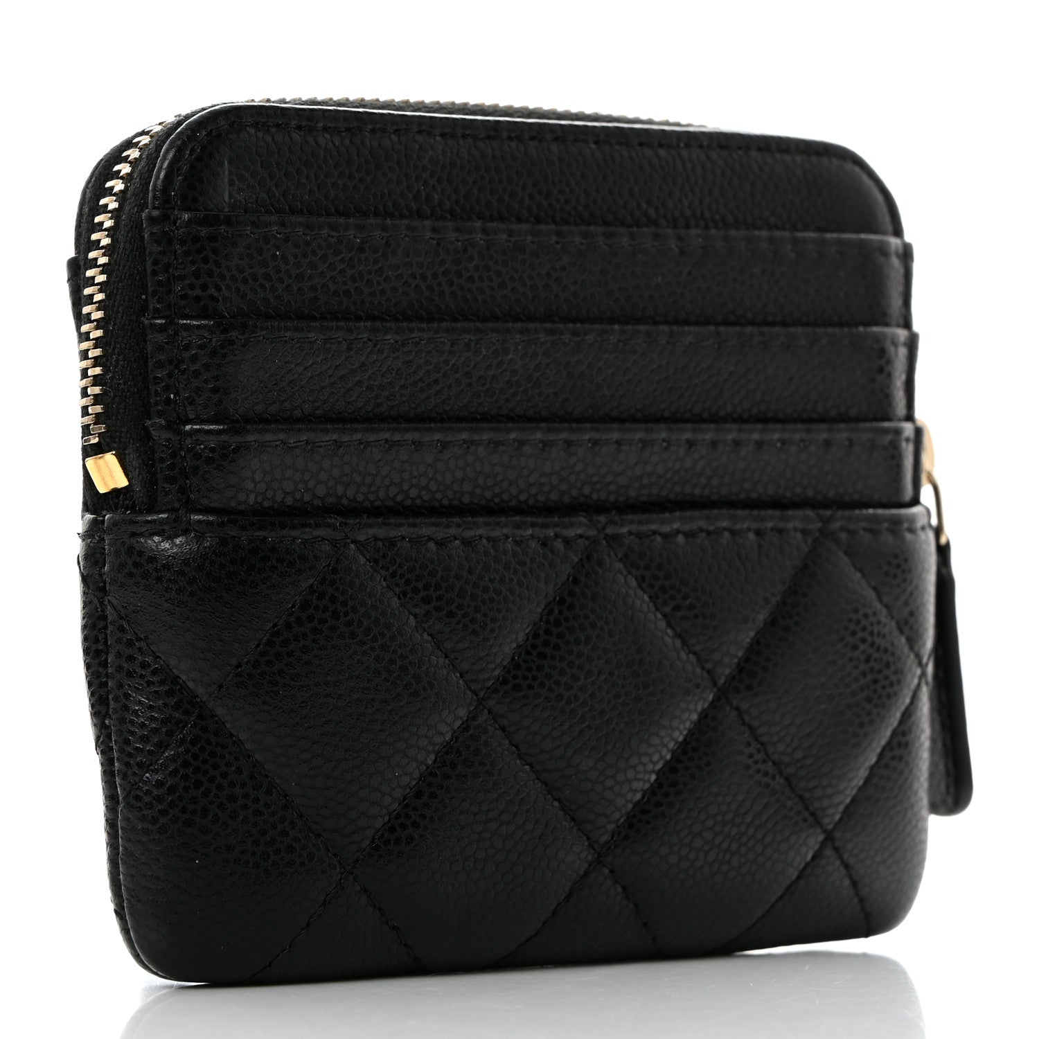 Chanel Caviar Quilted Zip Card Holder Wallet Black 3 of 8