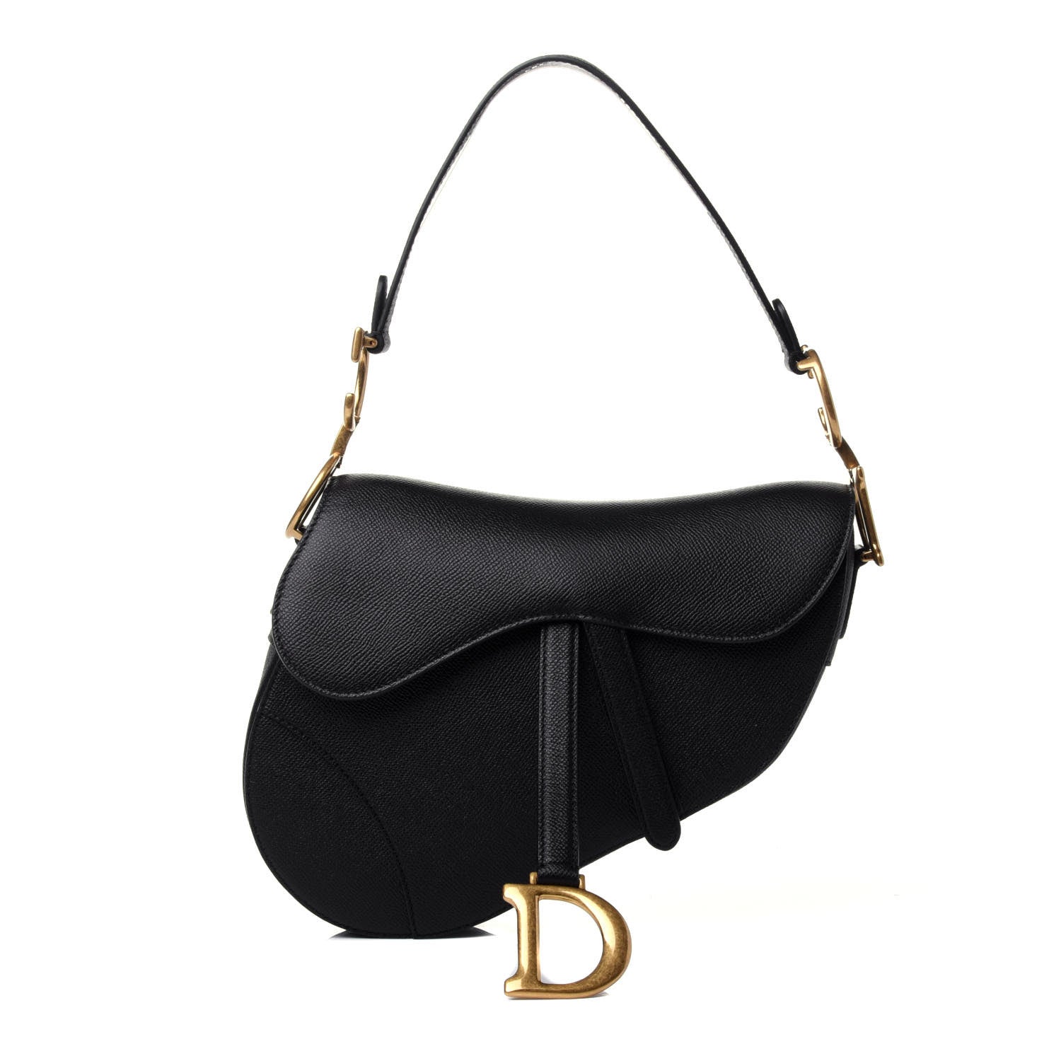 Christian Dior Grained Calfskin Saddle Bag Black 1 of 4