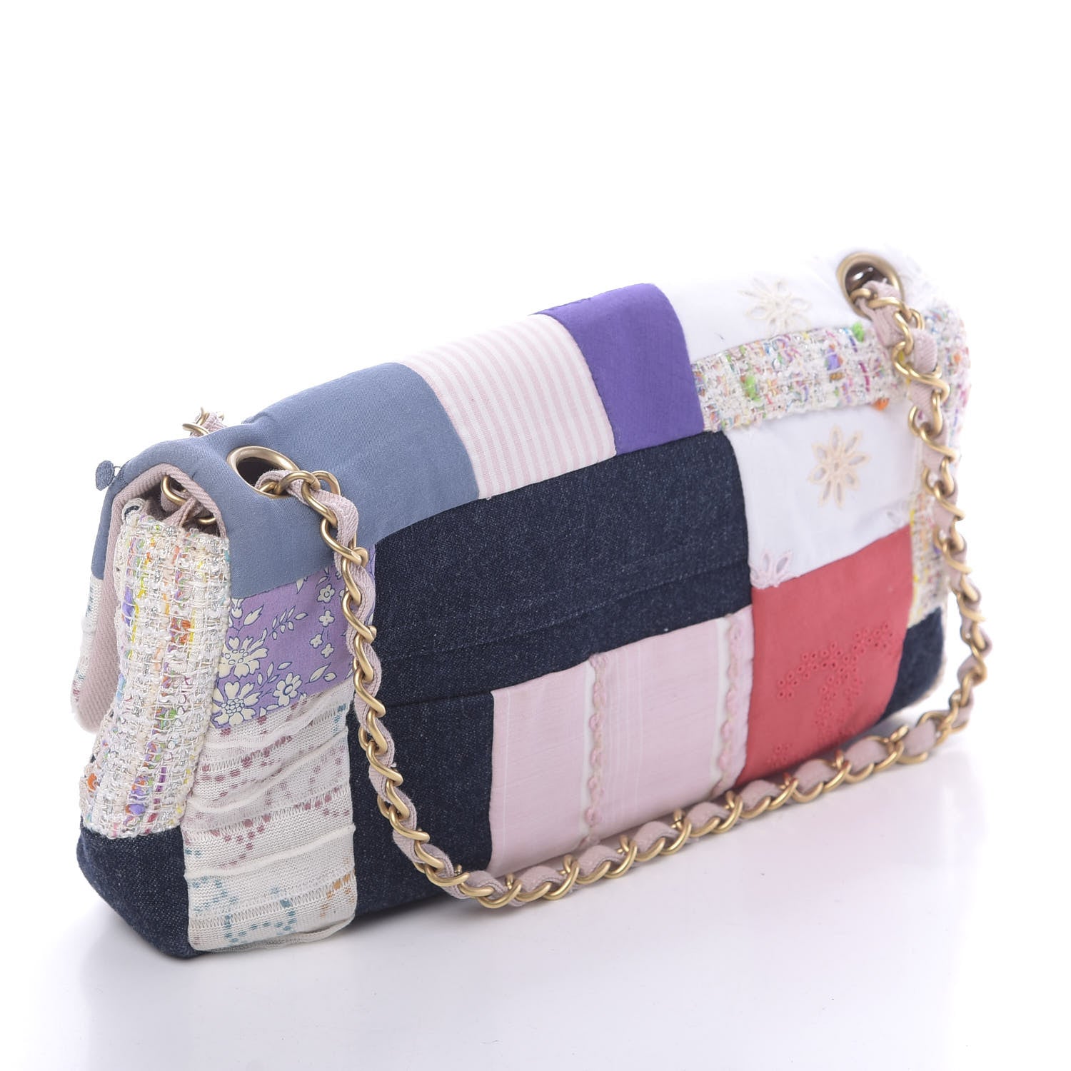 Chanel Fabric Patchwork Medium Flap Bag Pink 3 of 11