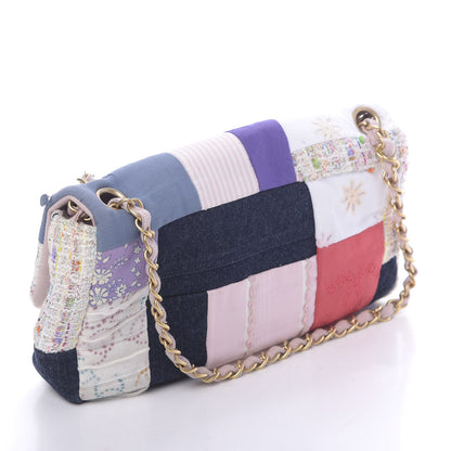Chanel Fabric Patchwork Medium Flap Bag Pink 3 of 11