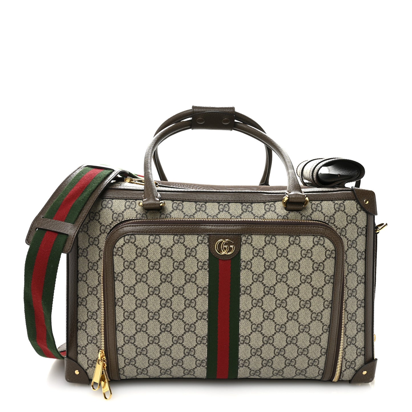 GG Supreme Monogram Web Small Pet Carrier Beige Ebony New Acero