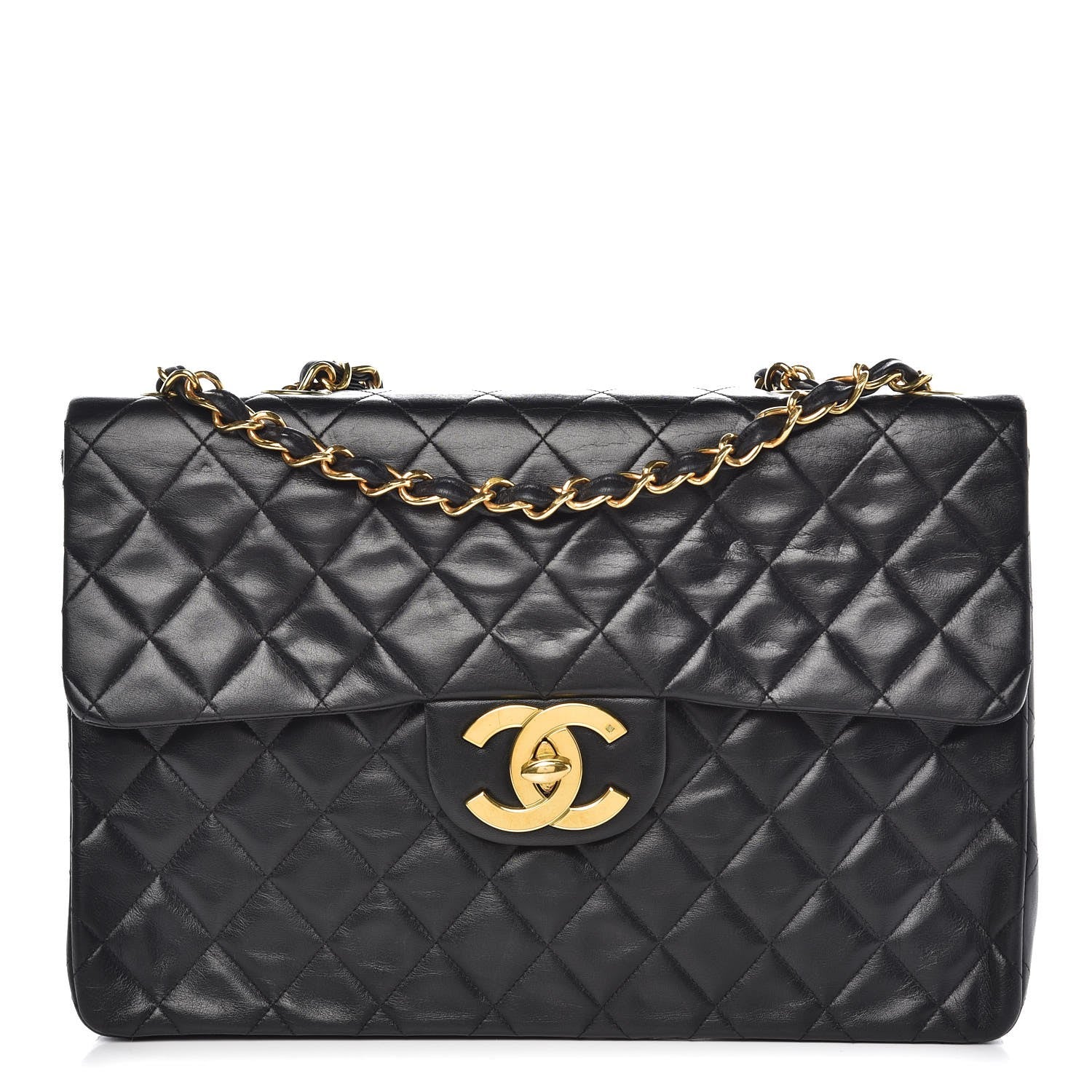Chanel Lambskin Quilted XL Jumbo Single Flap Black 1 of 10