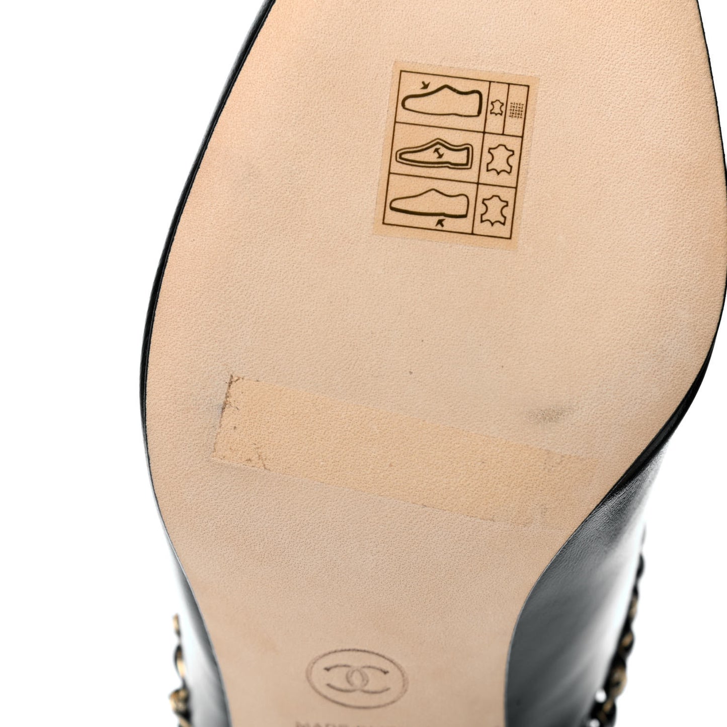 Lambskin Grosgrain Cap Toe Chain Mule 36.5 Black