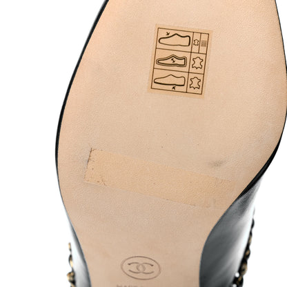 Chanel Lambskin Grosgrain Cap Toe Chain Mule 36.5 Black 9 of 12