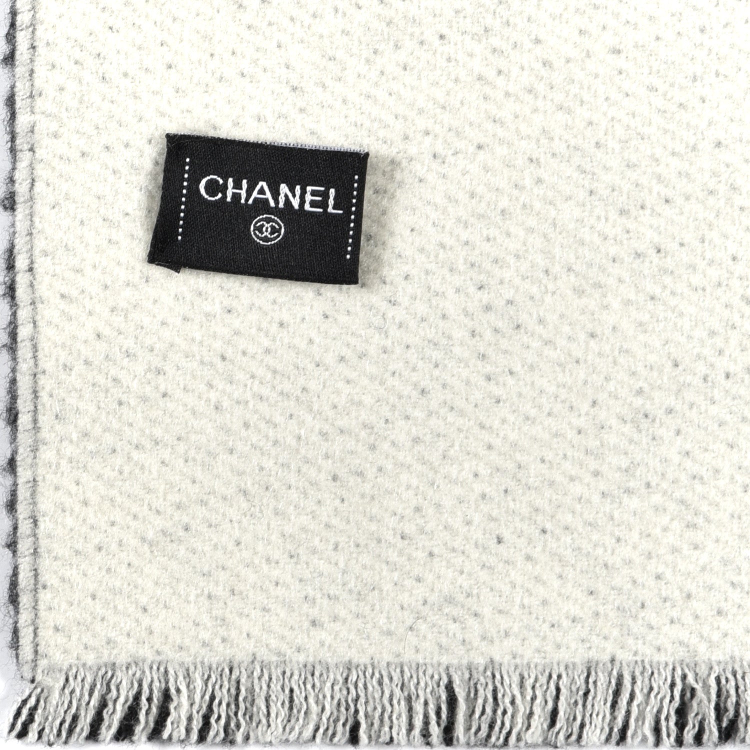 Chanel Cashmere CC Scarf Black White 4 of 4